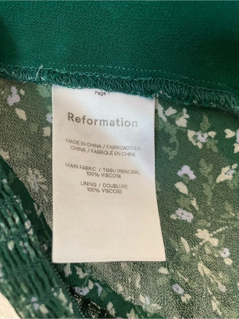 Reformation Delevan Top | Green Floral Puff-Sleeve Sweetheart Top